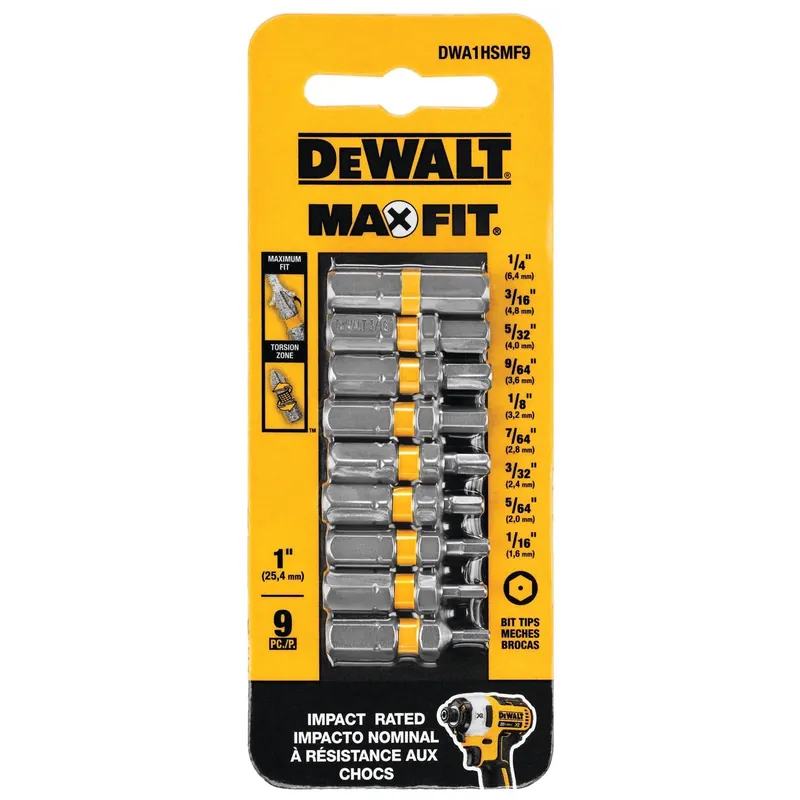 Max Fit Hex 1 In. L Screwdriver Bit Set Steel 9 Pk