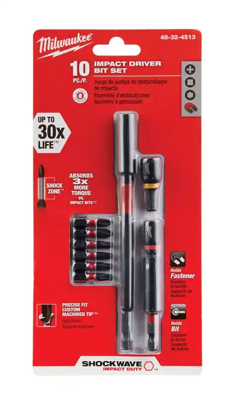 Shockwave Impact Screwdriver Bit Set (10-piece) With Magnetic Holders