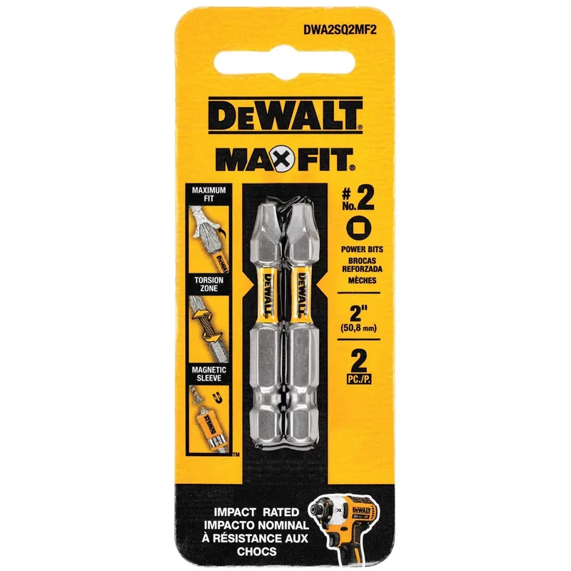 Max Fit Square 2 X 2 In. L Screwdriver Bit Set Steel 2 Pk