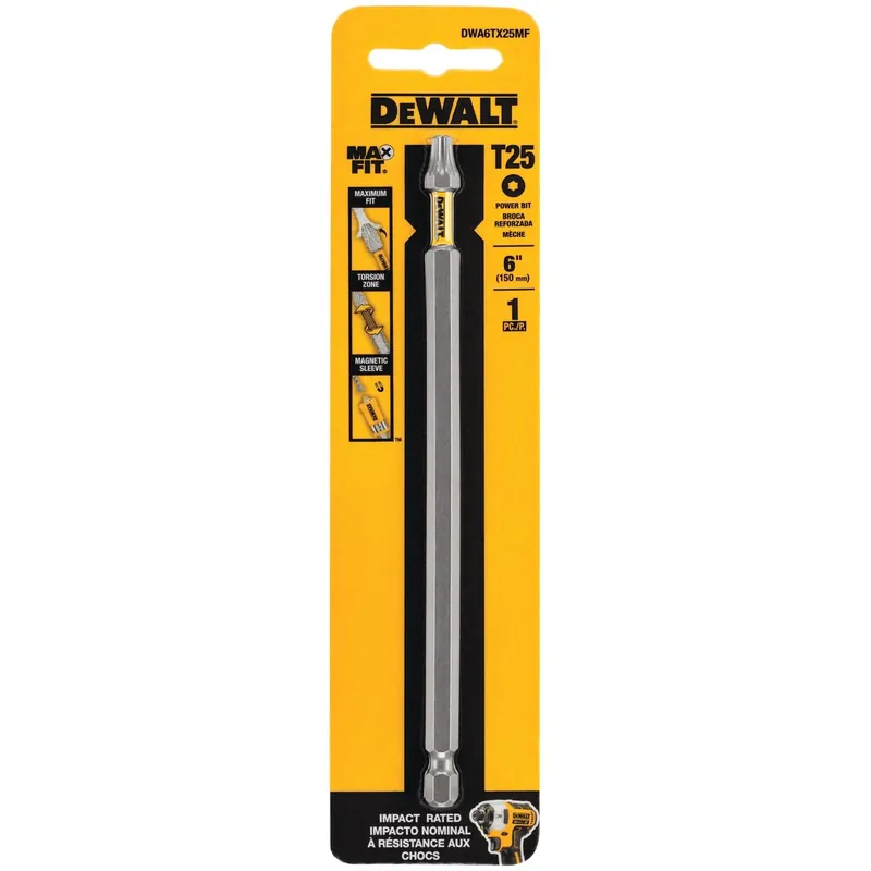 Maxfit Torx T25 X 6 In. Screwdriver Bit S2 Tool Steel For Impact Drivers