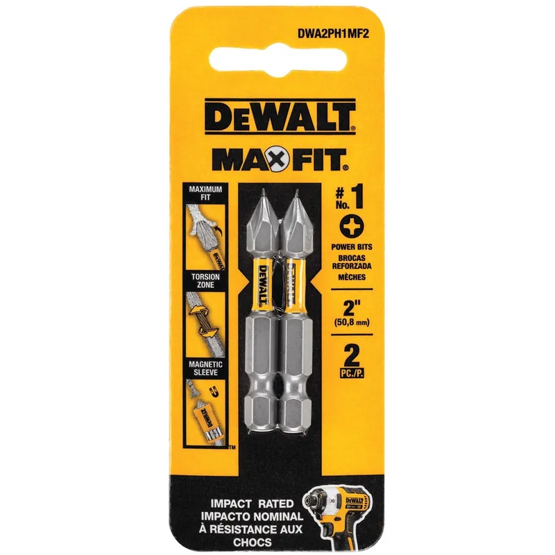 Max Fit Phillips 1 X 2 In. L Screwdriver Bit Set Steel 2 Pk
