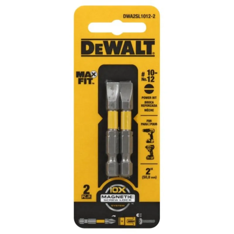 Max Fit Slotted 10-12 X 2 In. L Power Bit S2 Tool Steel 2 Piece Set