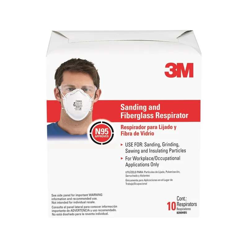 N95 Sanding And Fiberglass Respirator White 10 Pc
