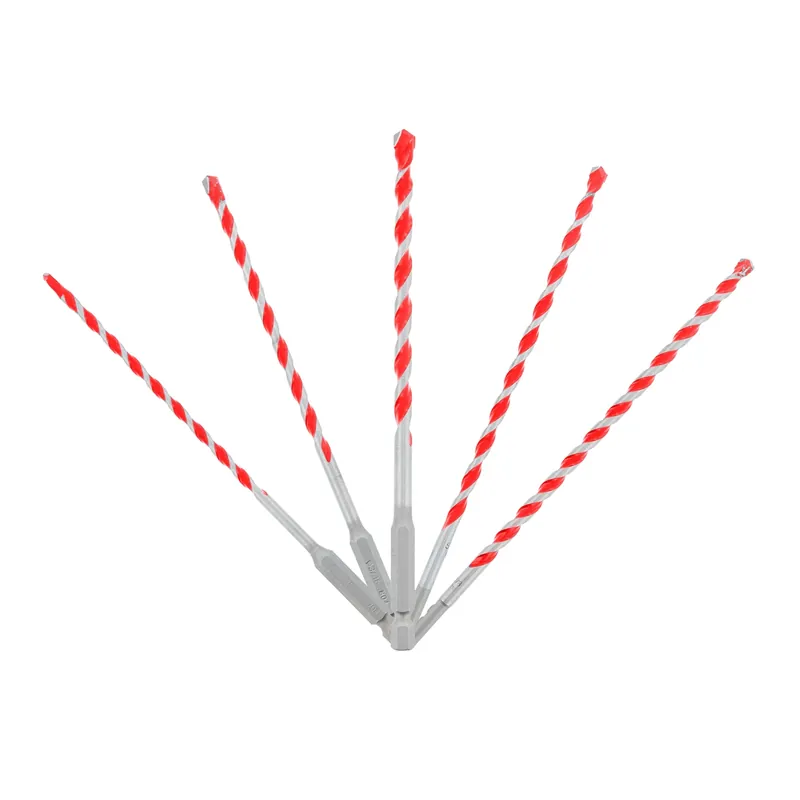 Speedemon Carbide Tipped Red Granite Hammer Bit Set Hex Shank 5 Pc