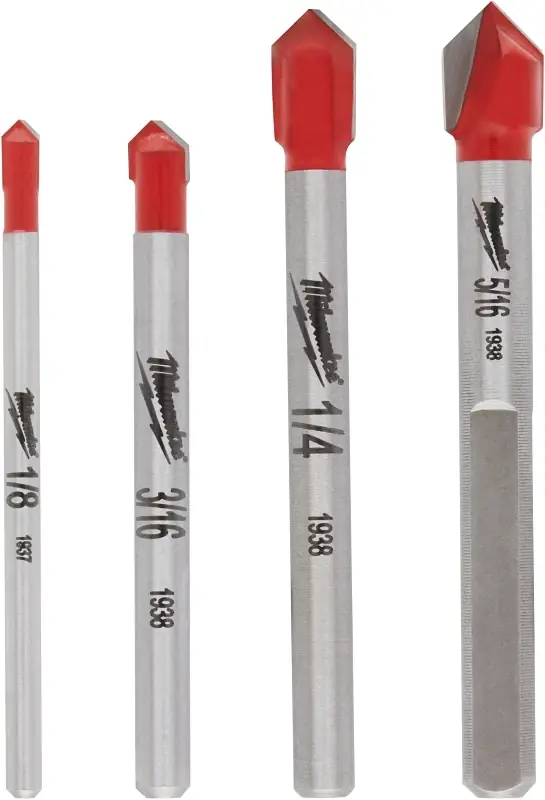 5.25 In. L Carbide Tipped Glass And Tile Bit Set 3-flat Shank 4 Pk