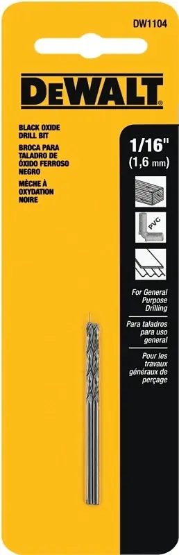 Black & Gold 1/16 In. X 1.88 In. L High Speed Steel Drill Bit Straight Shank 2 Pc