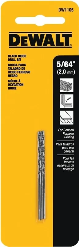 Black & Gold 5/64 In. X 2.25 In. L High Speed Steel Twist Drill Bit Straight Shank 2 Pc