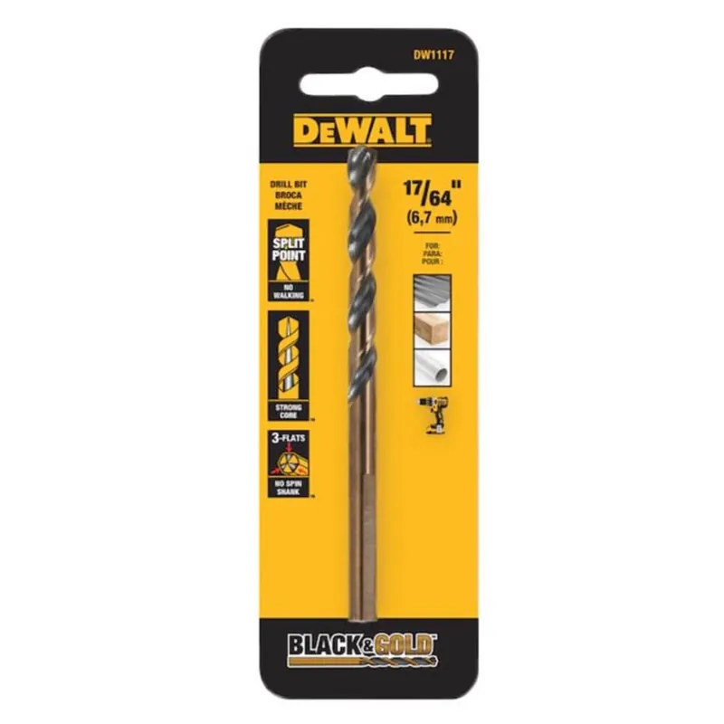 Black & Gold 17/64 In. X 4-3/16 In. L High Speed Steel Drill Bit 3-flat Shank 1 Pk