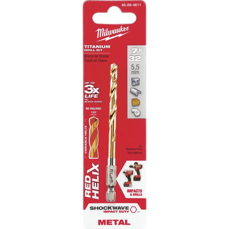 Shockwave Impact-duty Titanium Drill Bit, 7/32 In.