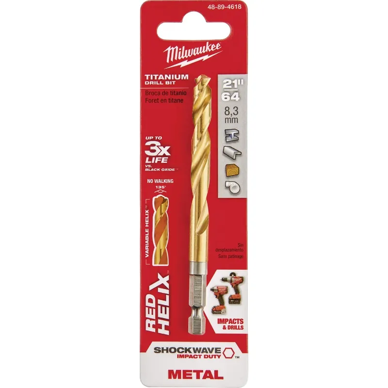 Shockwave Impact-duty Titanium Drill Bit, 21/64 In.