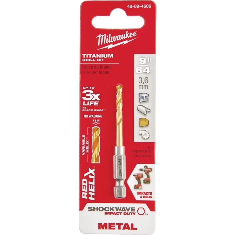 Shockwave Impact-duty Titanium Drill Bit, 9/64 In.
