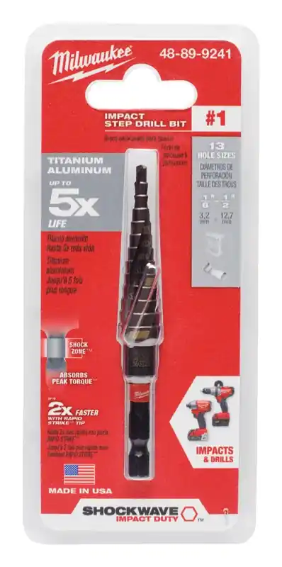 Shockwave 1 X 3.75 In. L High Speed Steel Impact Step Drill Bit Quick-change Hex Shank 1