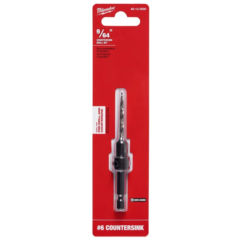 9/64 In. X 7.755 In. L High Speed Steel Drill And Countersink Quick-change Hex Shank 1 Pk