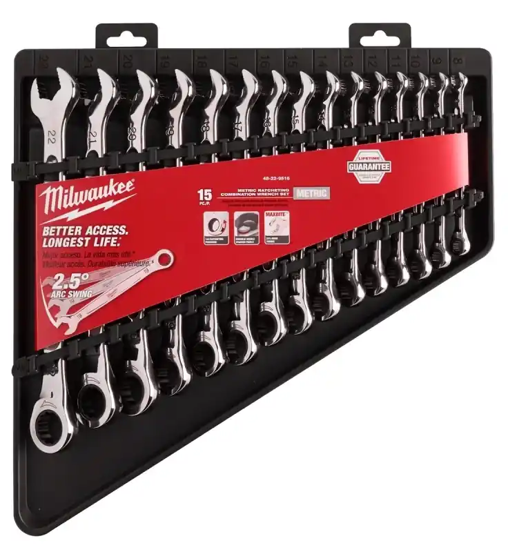 Metric 12-point Ratcheting Combination Wrench Set (15-piece) 48-22-9516