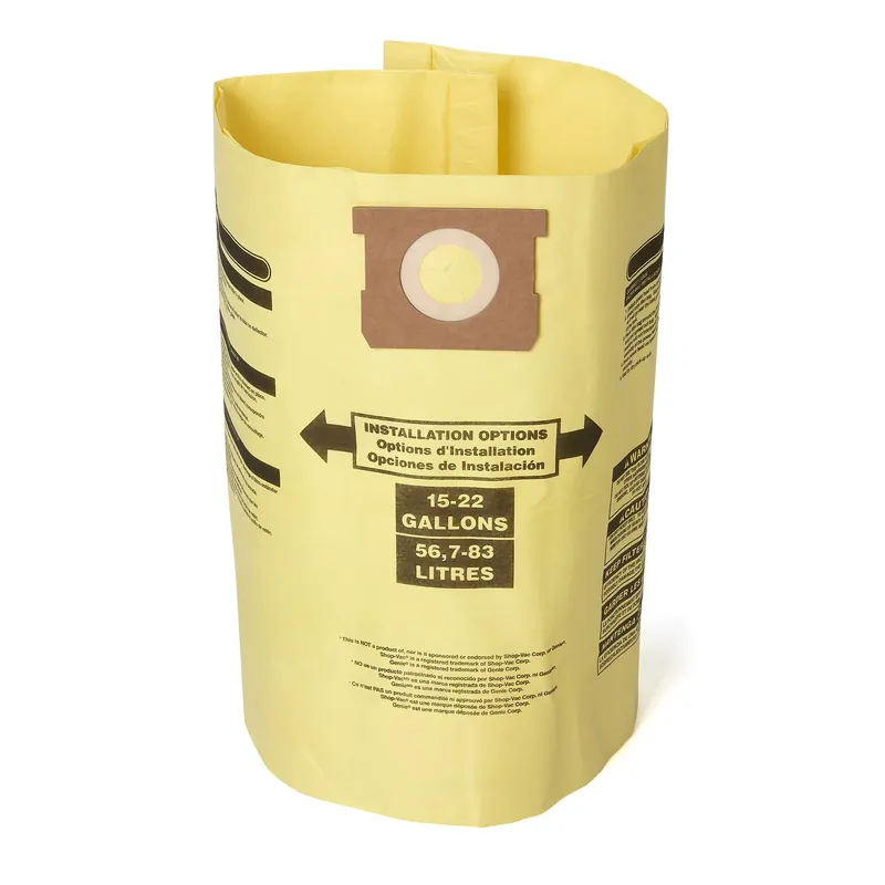 1 In. L X 7 In. W Wet/dry Vac Filter Bag 15-22 Gallon 2 Pack