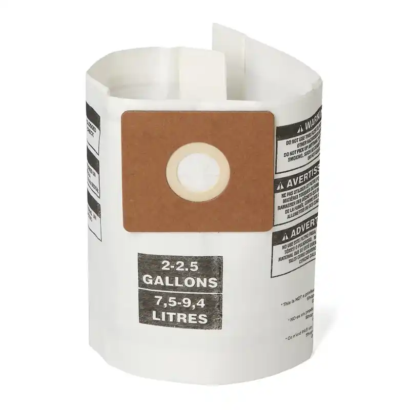 2 In. L X 8 In. W Wet/dry Vac Filter Bag For 2 To 2-1/2 Gallon Vacuums