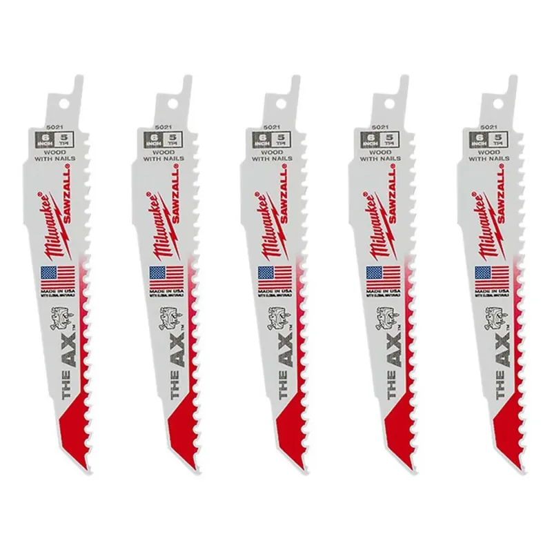 The Ax 6 In. Bi-metal Wood Demolition Reciprocating Saw Blade 5 Tpi 5 Pk
