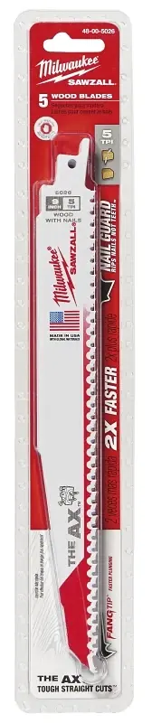 The Ax 9 In. Bi-metal Wood Demolition Reciprocating Saw Blade 5 Tpi 5 Pk