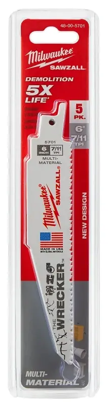 The Wrecker 6 In. Bi-metal Demolition Reciprocating Saw Blade 7/11 Tpi 5 Pk