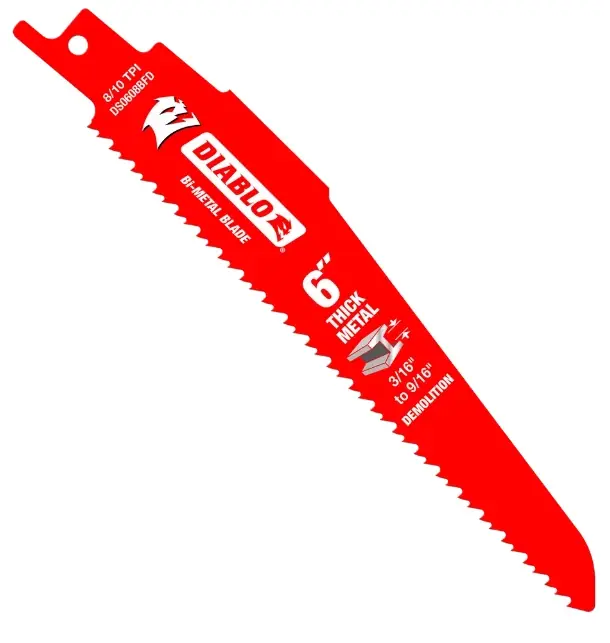 6 In. Bi-metal Thick Metal & Demolition Reciprocating Saw Blade 8/10 Tpi 5 Pk