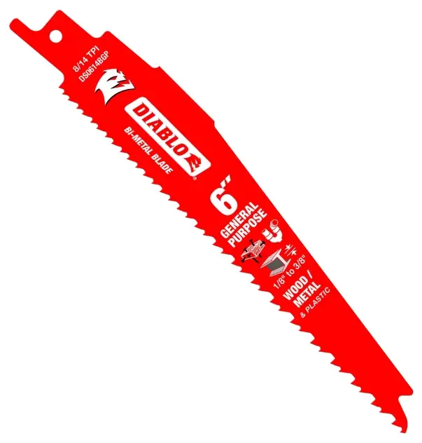 6 In. Bi-metal General Purpose Reciprocating Saw Blade 8/14 Tpi 5 Pc