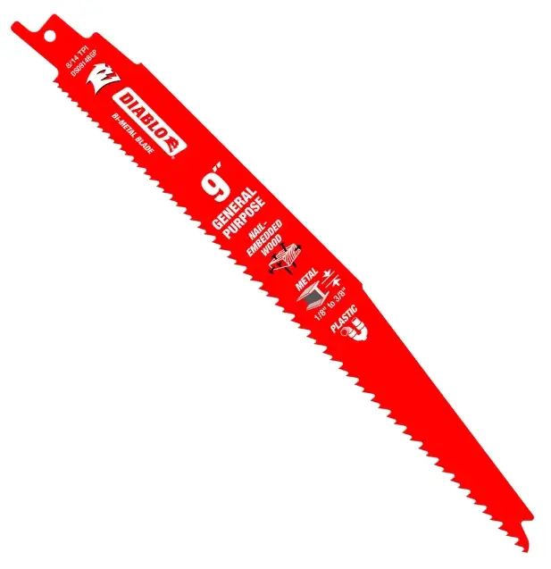 9 In. Bi-metal General Purpose Reciprocating Saw Blade 8/14 Tpi 5 Pc