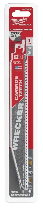 Wrecker 9 In. Carbide Tipped Reciprocating Saw Blade 6 Tpi 1 Pk