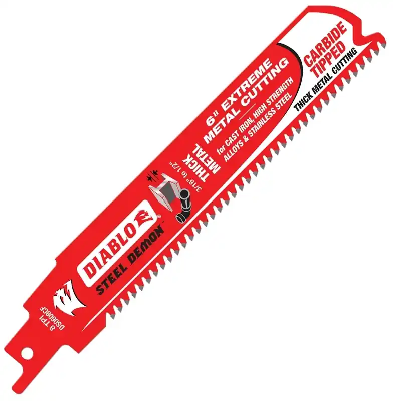 Steel Demon Reciprocating Blade, Thick Metal, Carbide-tipped, 6 In.
