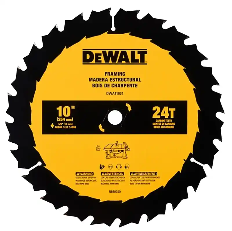 10 In. D X 5/8 In. Carbide Tipped Framing Saw Blade 24 Teeth 1 Pc