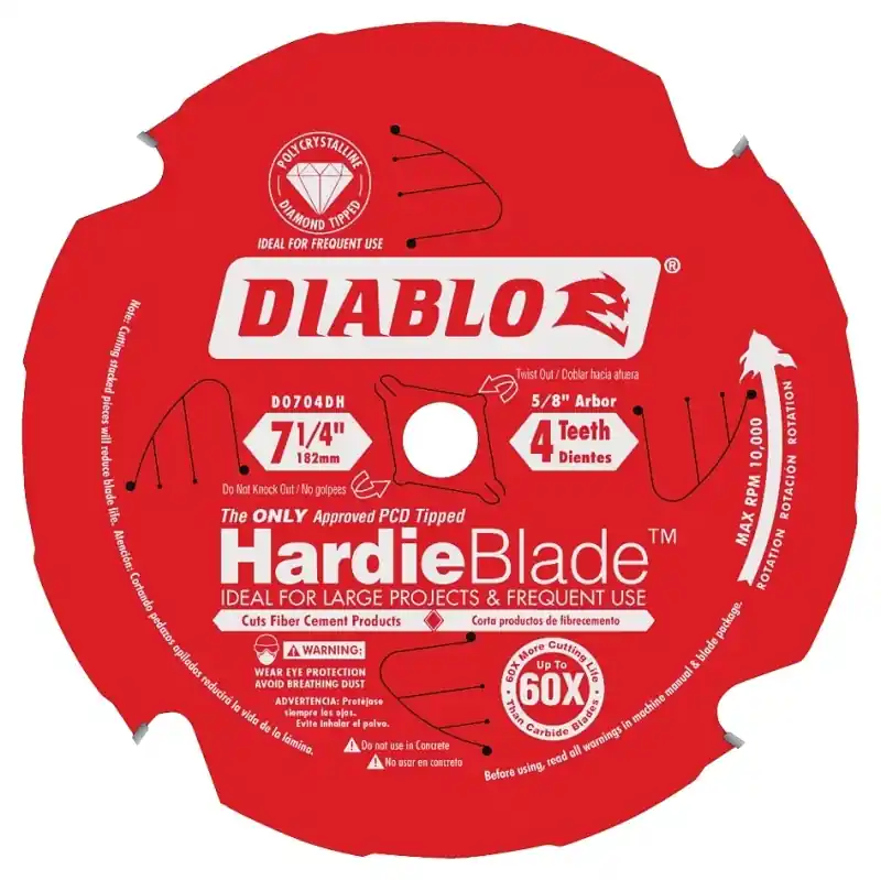 Hardieblade 7-1/4 In. D X 5/8 In. Pcd Fiber Cement Blade 4 Teeth 1 Pk