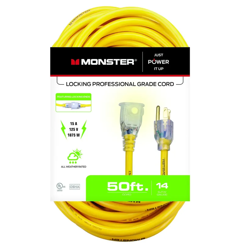Just Power It Up Outdoor 50 Ft. Yellow Extension Cord 14/3 Sjtw