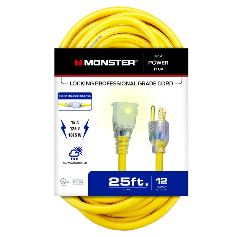 Just Power It Up Outdoor 25 Ft. L Yellow Extension Cord 12/3 Sjtw