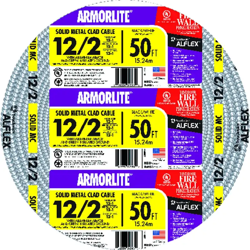 Flexible Conduit, Aluminum Metal Clad With Ground, 12/2, 50 Ft.