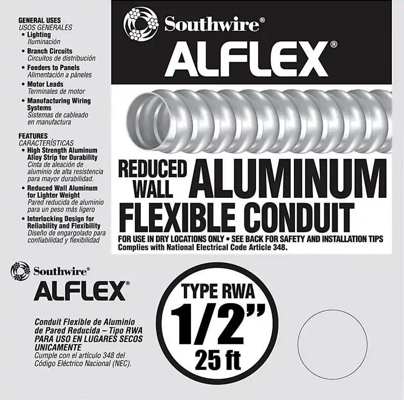 Conduit, Reduced Wall, Aluminum, 1/2-in. X 25-ft.