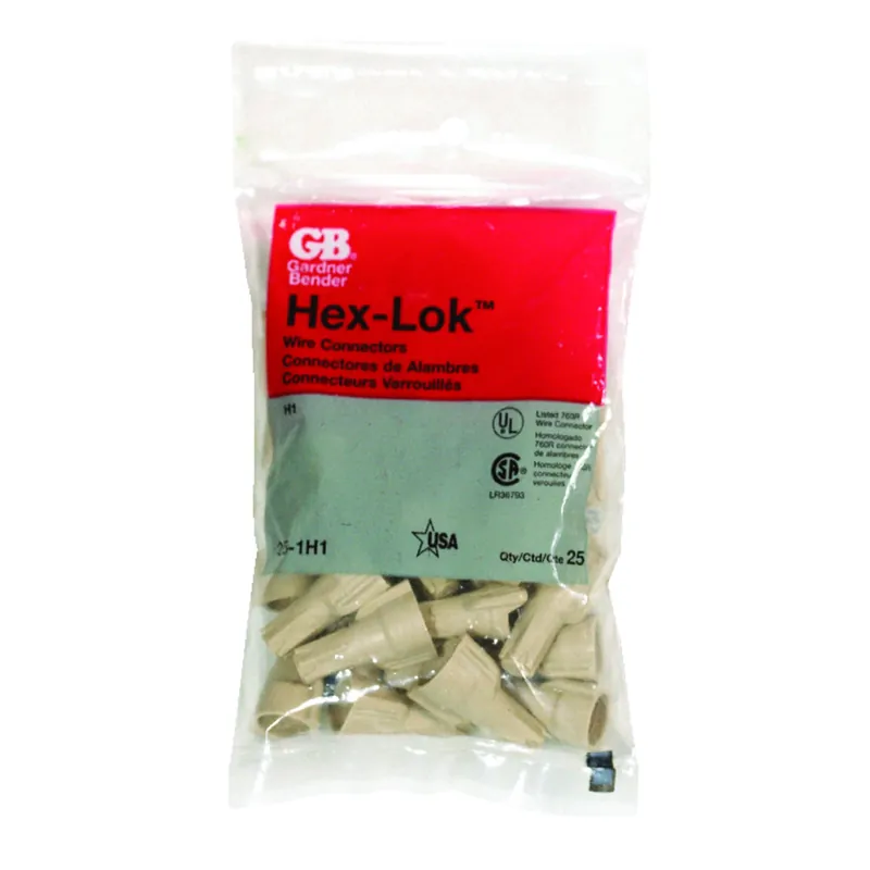Hex-lok 22-8 Ga. Copper Wire Connector Tan 25 Pk
