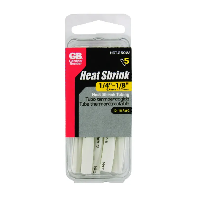 1/4 In. D Heat Shrink Tubing White 5 Pk