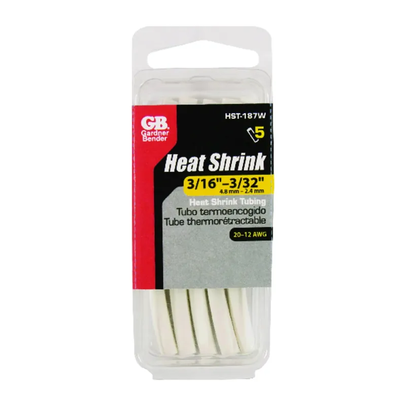 3/16 In. D Heat Shrink Tubing White 5 Pk