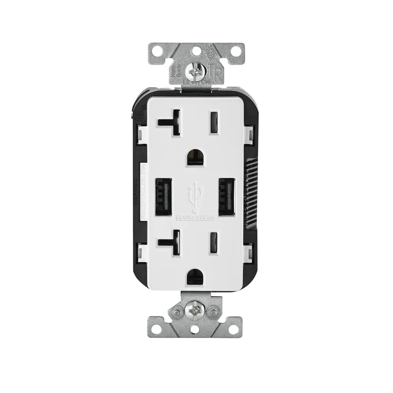 Decora 20 Amps 125 V Duplex White Outlet And Usb Charger 5-20r 1 Pk
