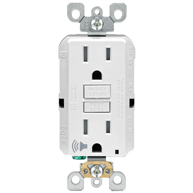 15 Amps 125 V White Audible Outlet 5-15r 1 Pk