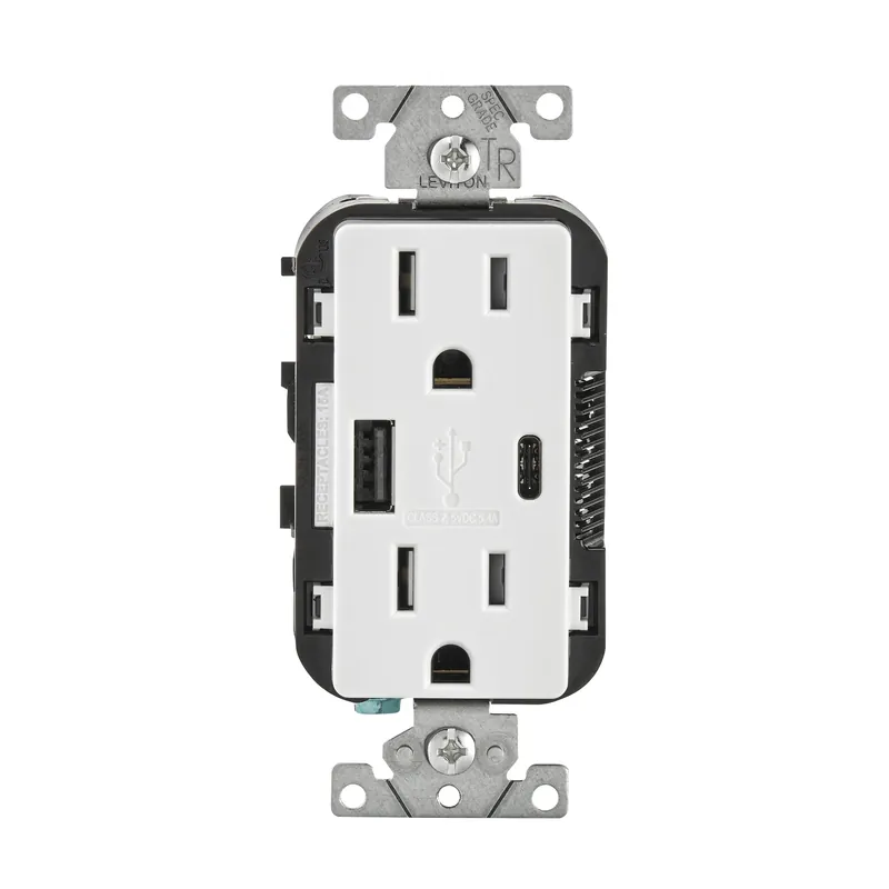 Decora 15 Amps 125 V Type A/c Duplex White Outlet And Usb Charger 5-15r 1 Pk