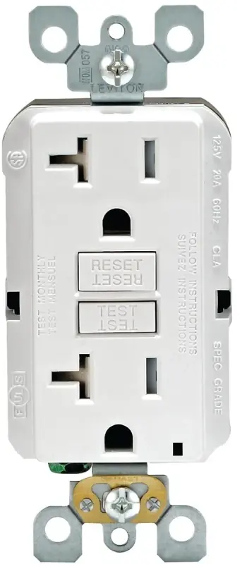 20 Amps 125 V Duplex White Gfci Outlet 5-20r 1 Pk