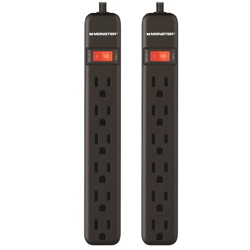 Just Power It Up 2 Ft. 6 Outlets Surge Protector Power Strip Black 400 Joules