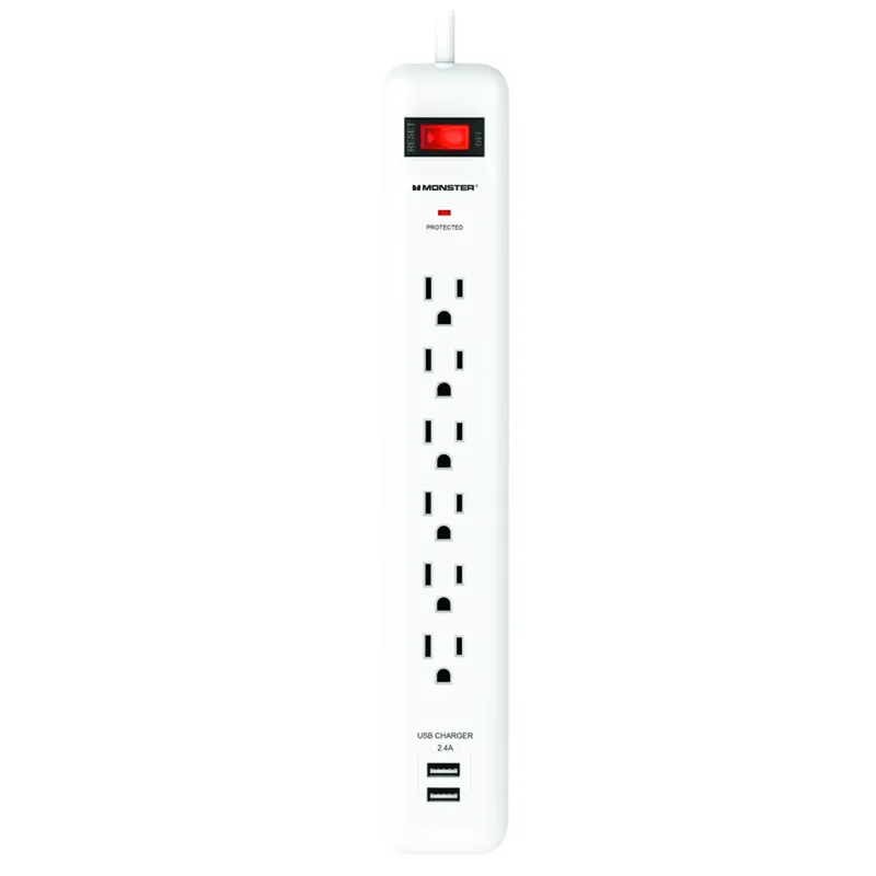 Just Power It Up 3 Ft. 6 Outlets Surge Protector With Usb White 1080 Joules