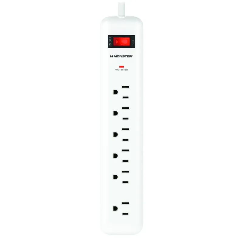 Just Power It Up 15 Ft. Surge Protector With 6 Outlets, 1080 Joules, White