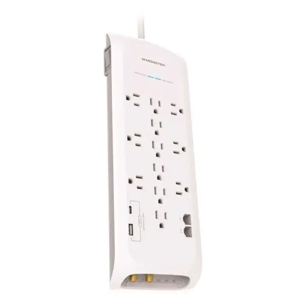 Power It Up Surge Protector With Usb-a & Usb-c, 12-outlet, 6‘ White, 4050 Joules