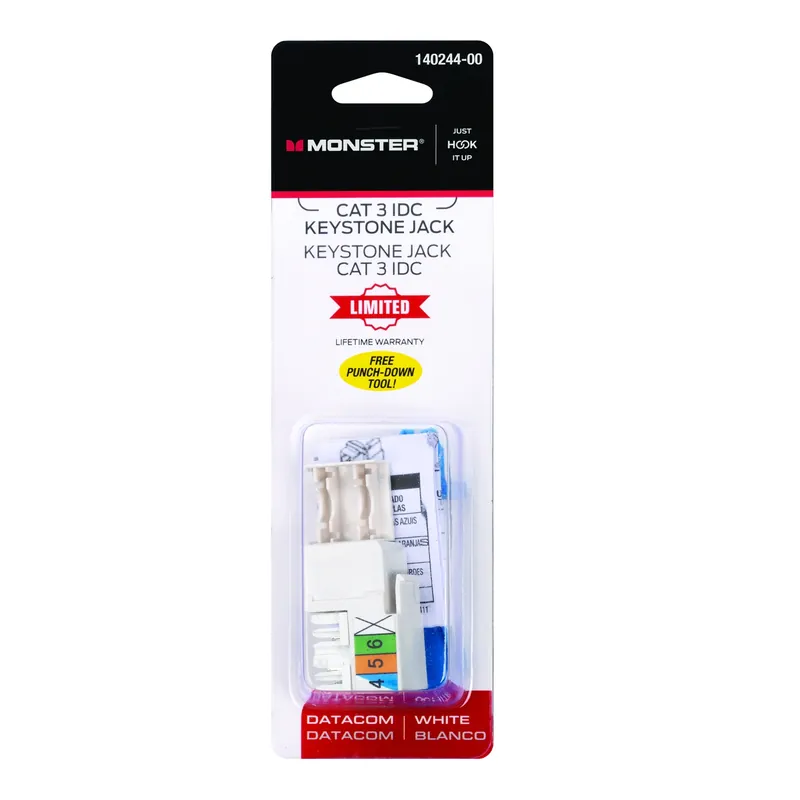 Just Hook It Up Cat-3 Keystone Jack 1 Pk