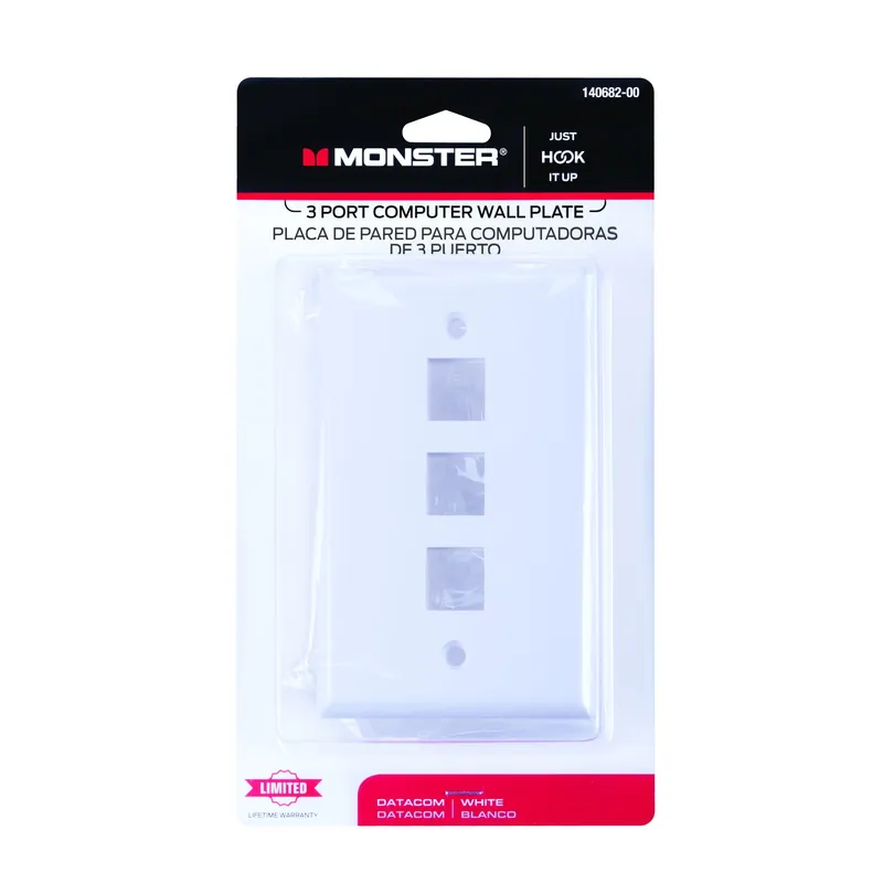Just Hook It Up White 3 Gang Plastic Keystone Wall Plate 1 Pk