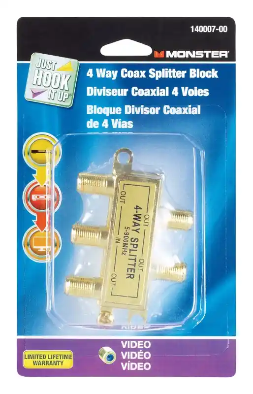 Just Hook It Up 4 Way Coax Splitter 75 Ohm 900 Mhz 4 Pk