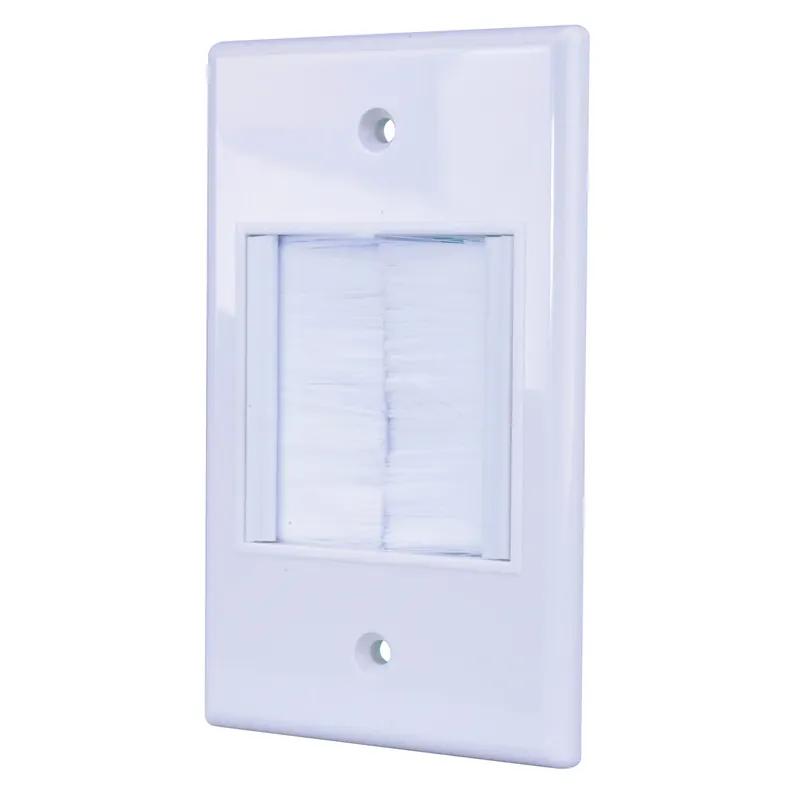Just Hook It Up White 1 Gang Plastic Home Theater Brush Wall Plate 1 Pk