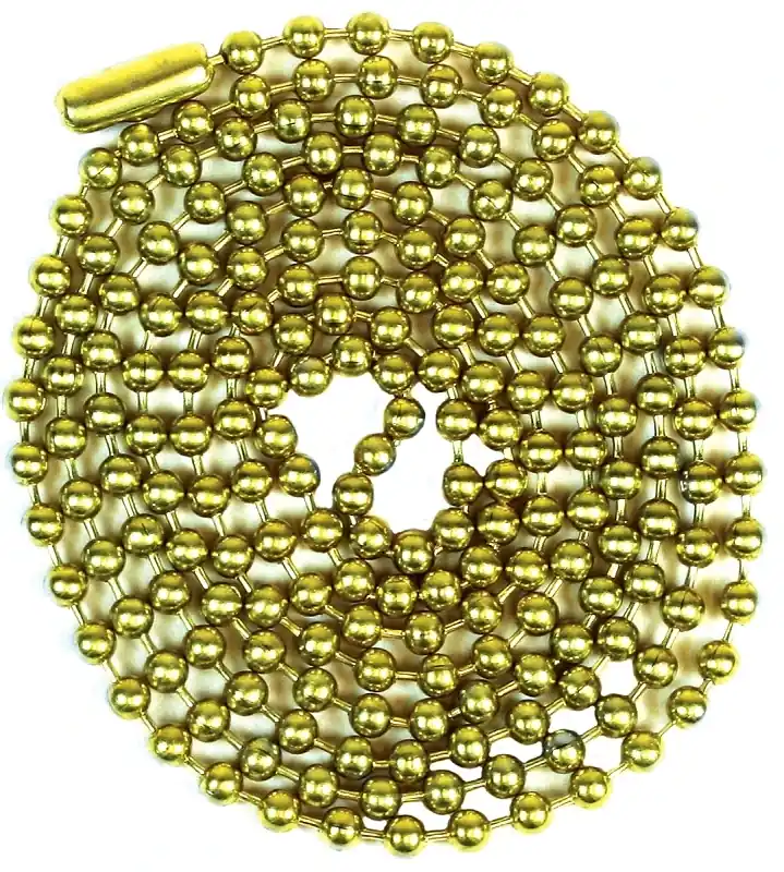 Beaded Chain With Connector, 6, Solid Brass, 3 Ft.